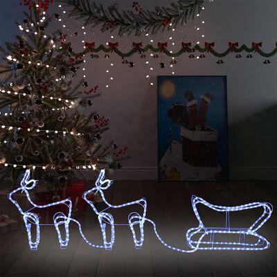 vidaXL Decoração de Natal rena e trenó de exterior 576 luzes LED