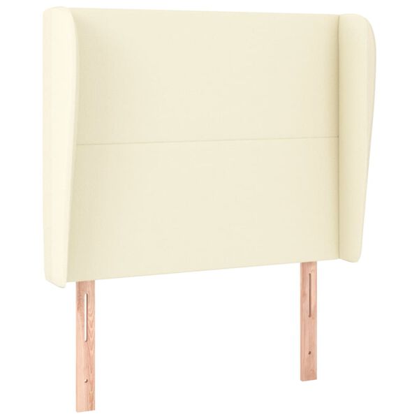 vidaXL Cabeceira cama c/ abas couro artificial 83x23x118/128 cm creme