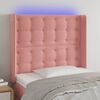vidaXL Cabeceira de cama c/ luzes LED veludo 83x16x118/128 cm rosa