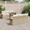 vidaXL Conjunto de Sof&aacute; de Jardim 7 pcs Bege Rattan Sint&eacute;tico