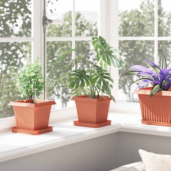 vidaXL Vaso Quadrado para Flores 6 pcs Vermelho Tijolo