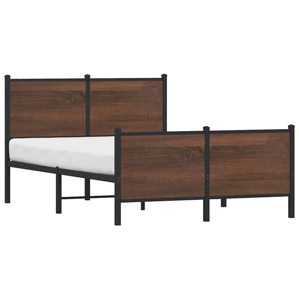vidaXL Estrutura de cama sem colchão 120x200cm metal carvalho castanho
