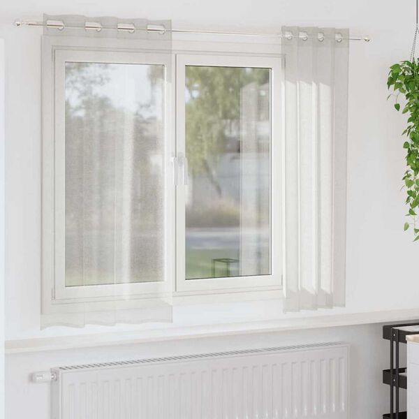 vidaXL Cortina de Voile 2 pcs Creme 175 x 140 cm Poli&eacute;ster