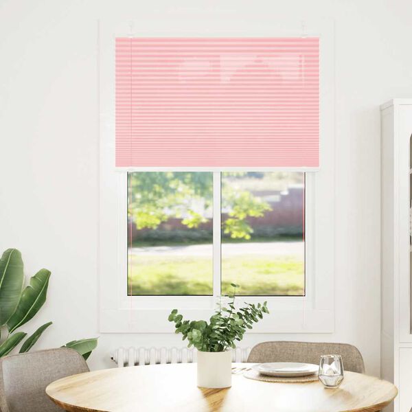 vidaXL Rosa Plissada Cega 85x100 cm Largura Tecido 84,4 cm Poli&eacute;ster