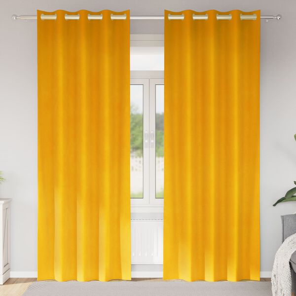 vidaXL Cortinas opacas 2 pcs Amarelo Mostarda 140 x 260 cm Veludo