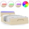 vidaXL Cama Otomana com Colch&atilde;o & LEDs Creme 140x190cm Tecido