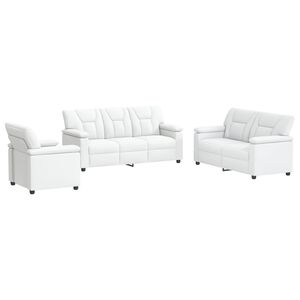 vidaXL Conjunto de Sof&aacute;s 3 pcs Branco Couro Sint&eacute;tico