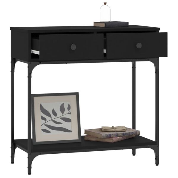 vidaXL Mesa consola 75x34,5x75 cm derivados de madeira preto