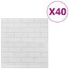 vidaXL Papel de parede 3D autoadesivo tijolos 40 pcs branco