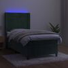 vidaXL Cama box spring c/ colch&atilde;o/LED 100x200 cm veludo verde-escuro