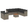 vidaXL 10 pcs conjunto sof&aacute;s de jardim c/ almofad&otilde;es vime PE cinzento