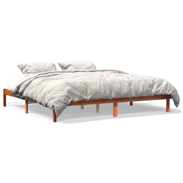 vidaXL Cama sem colch&atilde;o 200x200 cm pinho maci&ccedil;o castanho-mel