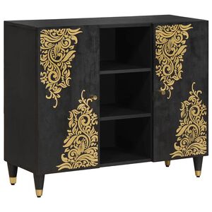 vidaXL Buffet Preto 90 x 33 x 75 cm Madeira de manga maci&ccedil;a
