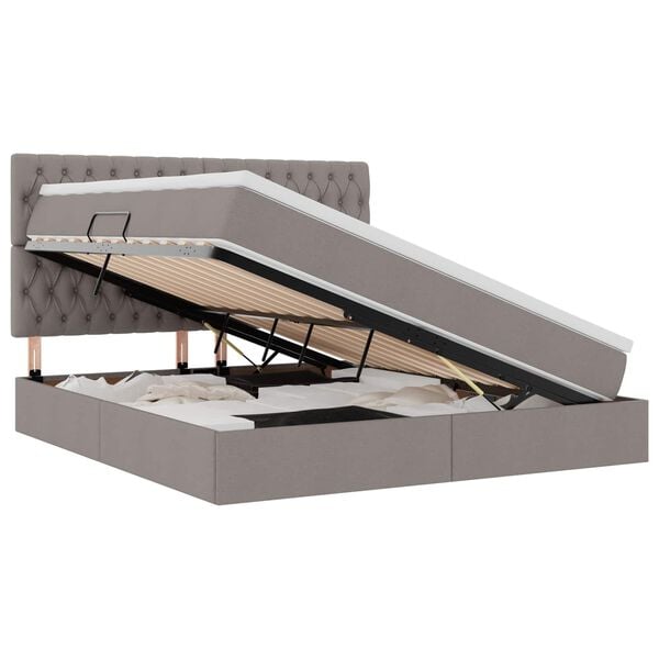 vidaXL Cama com arruma&ccedil;&atilde;o e LED Cinzento-acastanhado 160 x 200 cm