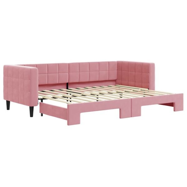 vidaXL Sofá-cama com gavetão 80x200 cm veludo rosa