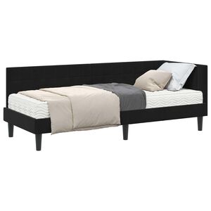 vidaXL Estrutura de Cama de Canto com Colch&atilde;o 2 unid. Preto