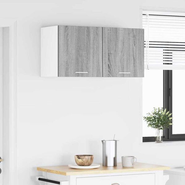 vidaXL Arm&aacute;rio suspenso 2 pcs Cinza Sonoma e Branco 40 x 31 x 40 cm