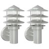 vidaXL Candeeiros de parede p/ exterior 2 pcs a&ccedil;o inoxid&aacute;vel prateado