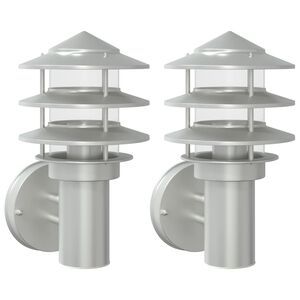 vidaXL Candeeiros de parede p/ exterior 2 pcs a&ccedil;o inoxid&aacute;vel prateado