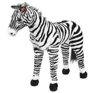 vidaXL Brinquedo de montar zebra peluche preto e branco XXL