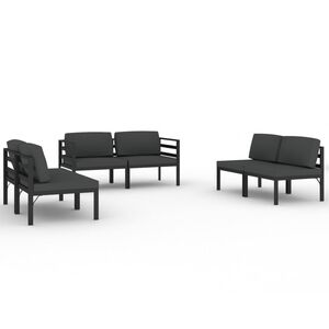 vidaXL 6 pcs conjunto lounge jardim com almofad&otilde;es alum&iacute;nio antracite