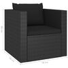 vidaXL 4 pcs conjunto lounge de jardim c/ almofad&otilde;es vime PE preto