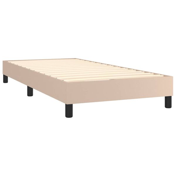 vidaXL Cama com molas/colch&atilde;o 100x200 cm couro artificial cappuccino