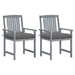 vidaXL Cadeiras de jardim com almofad&otilde;es 2 pcs ac&aacute;cia maci&ccedil;a cinza