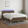 vidaXL Cama box spring c/ colch&atilde;o/LED 140x200cm tecido castanho-escuro