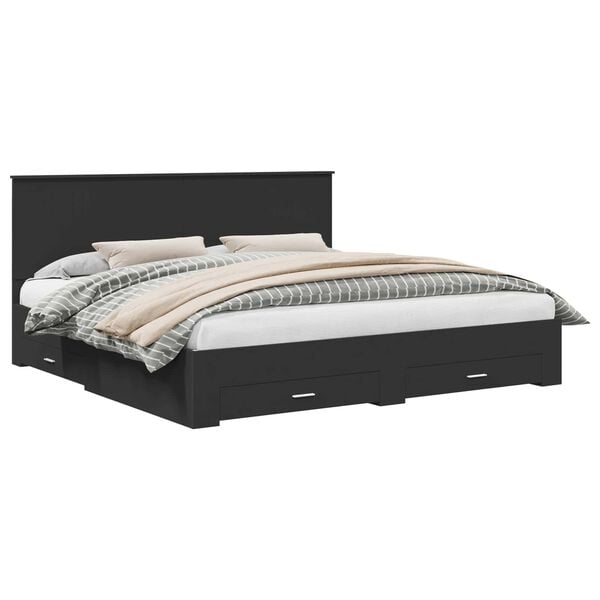 vidaXL Estrutura da Cama Preto e Prata 200 x 200 cm Madeira processada