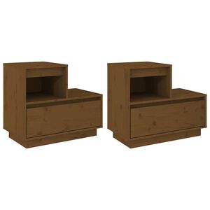 vidaXL Mesas de cabeceira 2 pcs 60x34x51 cm pinho maci&ccedil;o castanho mel