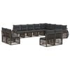 vidaXL Conjunto de Sof&aacute; de Jardim 12 unid. Cinza e Cinza Escuro