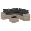 vidaXL 6 pcs conj. sof&aacute;s jardim com almofad&otilde;es vime PE cinzento-claro