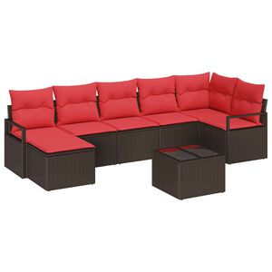 vidaXL Conjunto de Sof&aacute;s 8 pcs Castanho vime PE