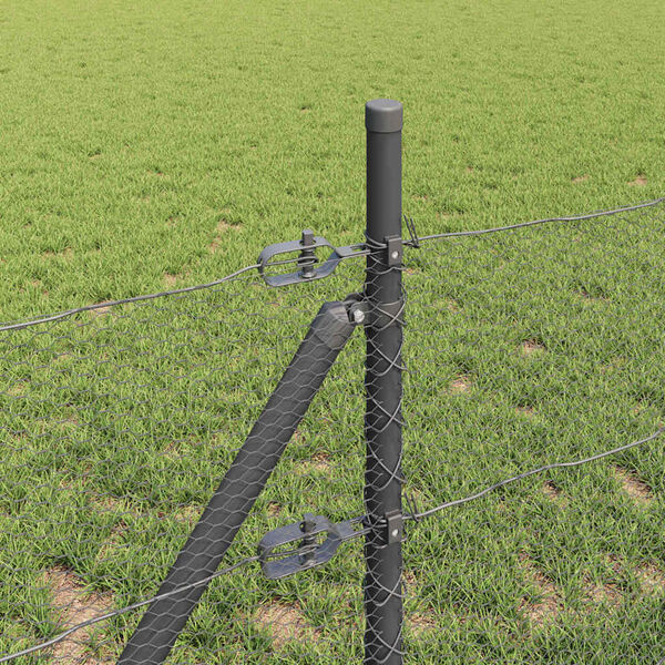 vidaXL Poste de Cerca Cinzeto 25 x 0,4 m (malha de 13 mm) A&ccedil;o e PVC