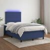 vidaXL Cama box spring c/ colch&atilde;o e LED 120x190 cm tecido azul
