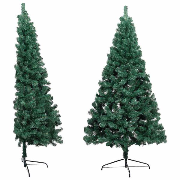 vidaXL Meia &aacute;rvore Natal artificial pr&eacute;-iluminada c/ bolas verde