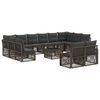 vidaXL Conjunto de Sof&aacute; de Jardim 13 unid. Cinzento vime PE
