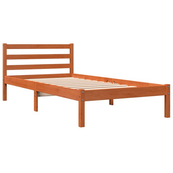 vidaXL Cama sem colch&atilde;o 75x190 cm madeira de pinho maci&ccedil;a castanho-mel