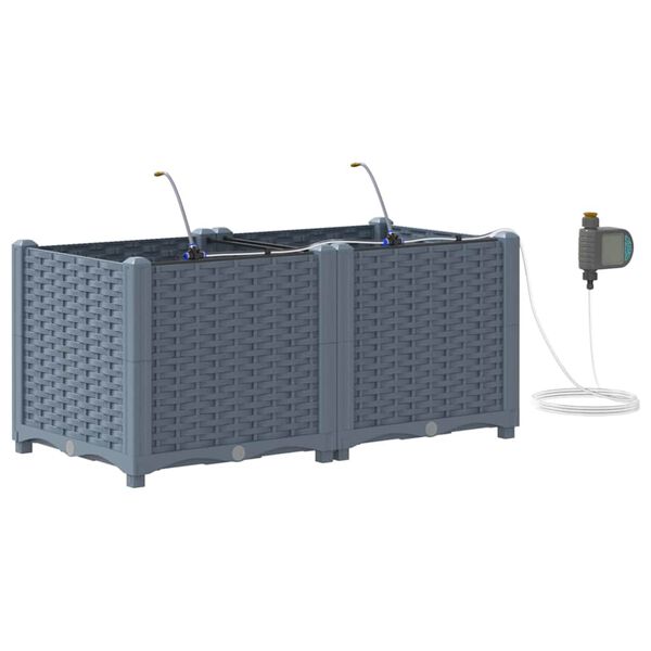 vidaXL Vaso de Jardim 2 pcs Cinza Claro A&ccedil;o