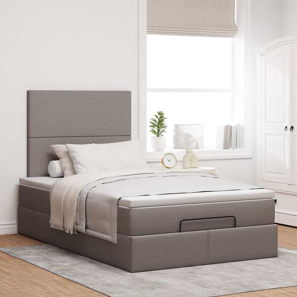 moldura de cama otomana vidaXL com tecido cinza 120x200cm