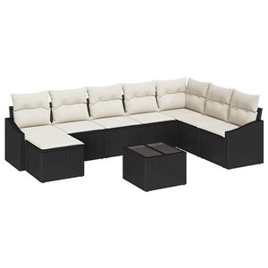 vidaXL Conjunto de Sof&aacute; de Jardim 8 pcs Marrom e Creme vime PE