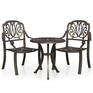 vidaXL 3 pcs conjunto bistr&ocirc; alum&iacute;nio fundido bronze