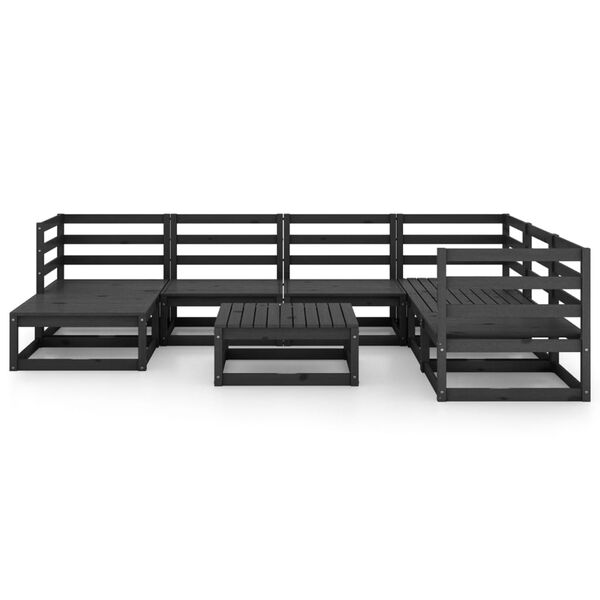 vidaXL 8 pcs conjunto lounge de jardim pinho maci&ccedil;o preto