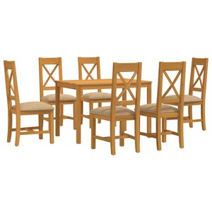 vidaXL Conjunto de sala de jantar 7 unid. Bege