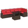 vidaXL Conjunto de Sof&aacute; de Jardim 7 pcs Marrom e Vermelho vime PE