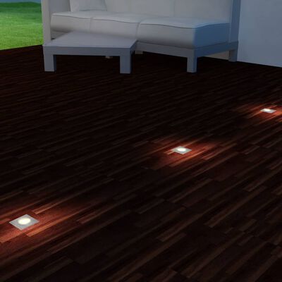 vidaXL Iluminação LED p/ piso exterior, 3 pcs, quadrado