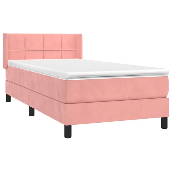 vidaXL Cama com molas/colch&atilde;o 80x200 cm veludo rosa