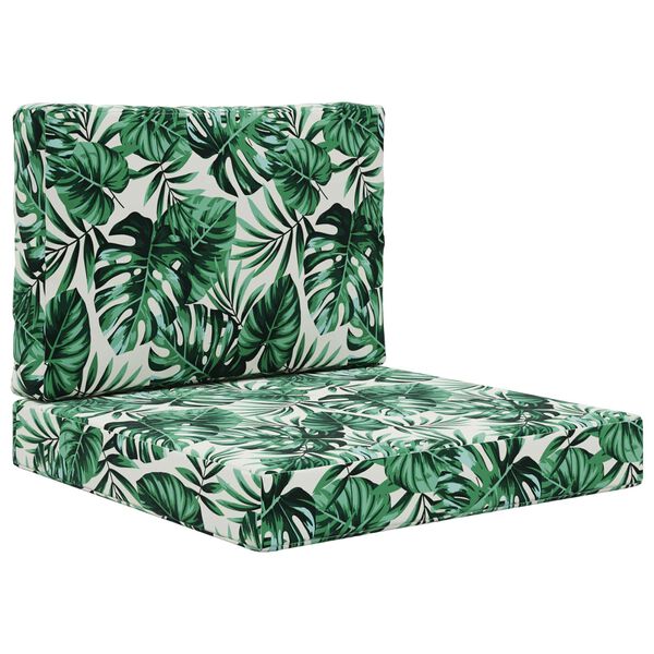 vidaXL Almofada para Sof&aacute; Externo 2 pcs Padr&atilde;o de Folhas Poli&eacute;ster