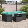 vidaXL 7 pcs conjunto sof&aacute;s jardim c/ almofad&otilde;es vime PE/ac&aacute;cia preto